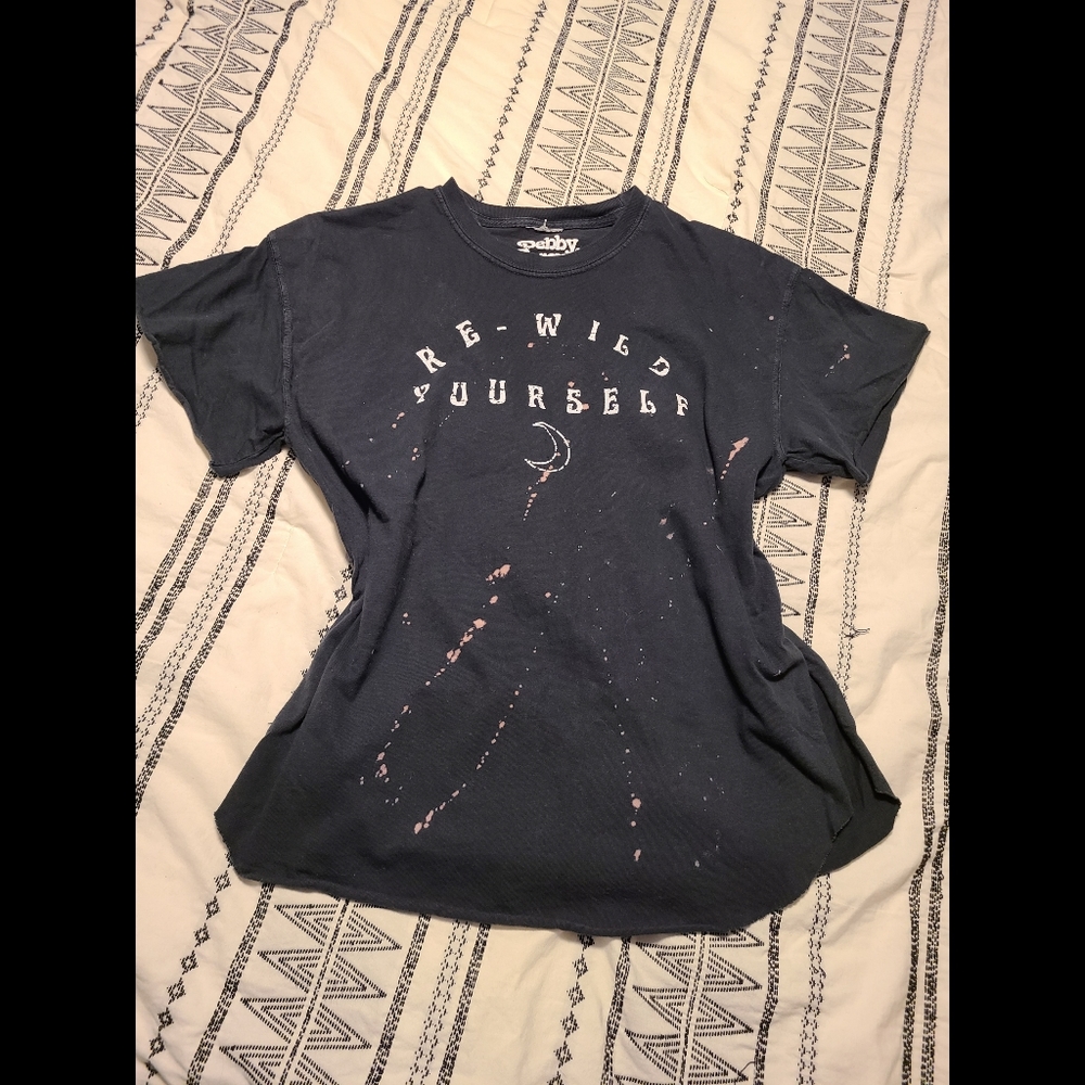 Bleached out slit women's tshirt
